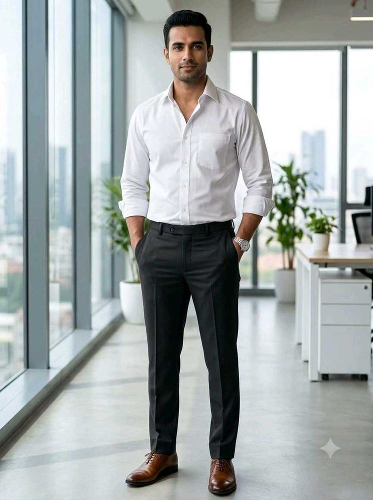 Classic Men's White Shirt and Black Pant