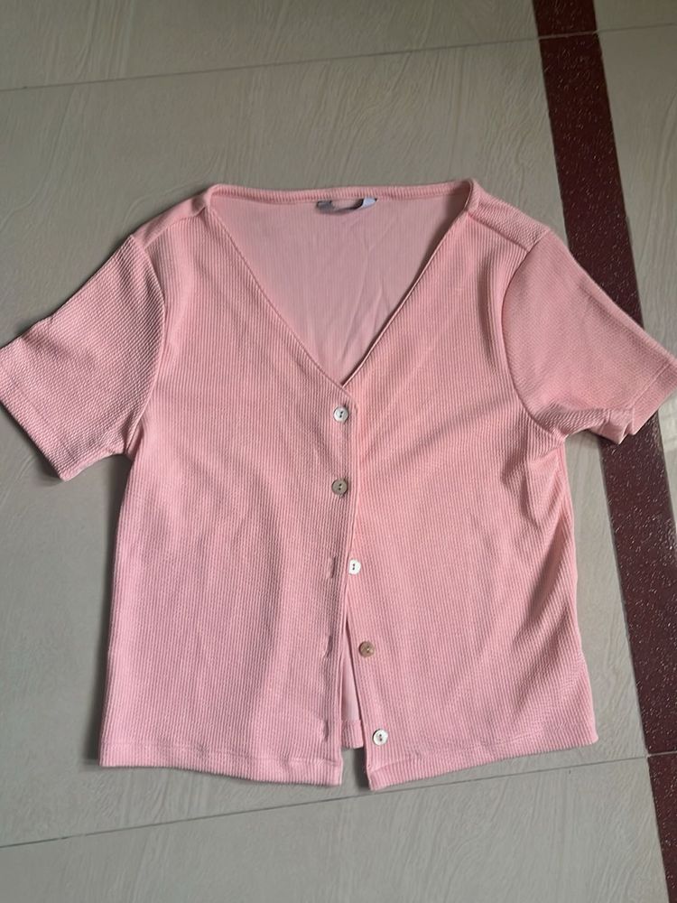 Chic Pink Button-Up Top