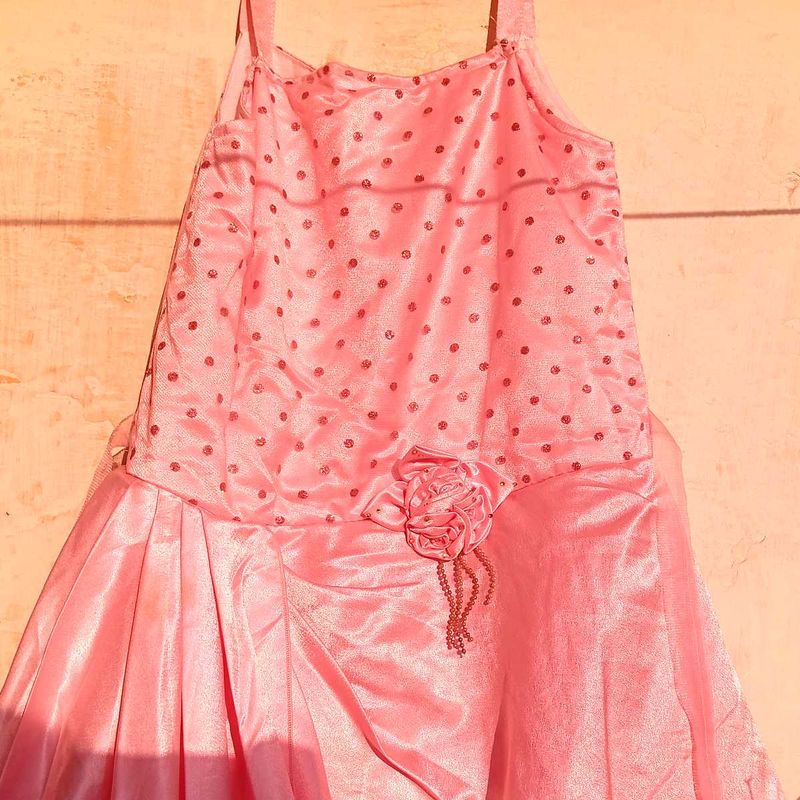 Hot Pink Gown For Girls With Detachable Shrug🎉