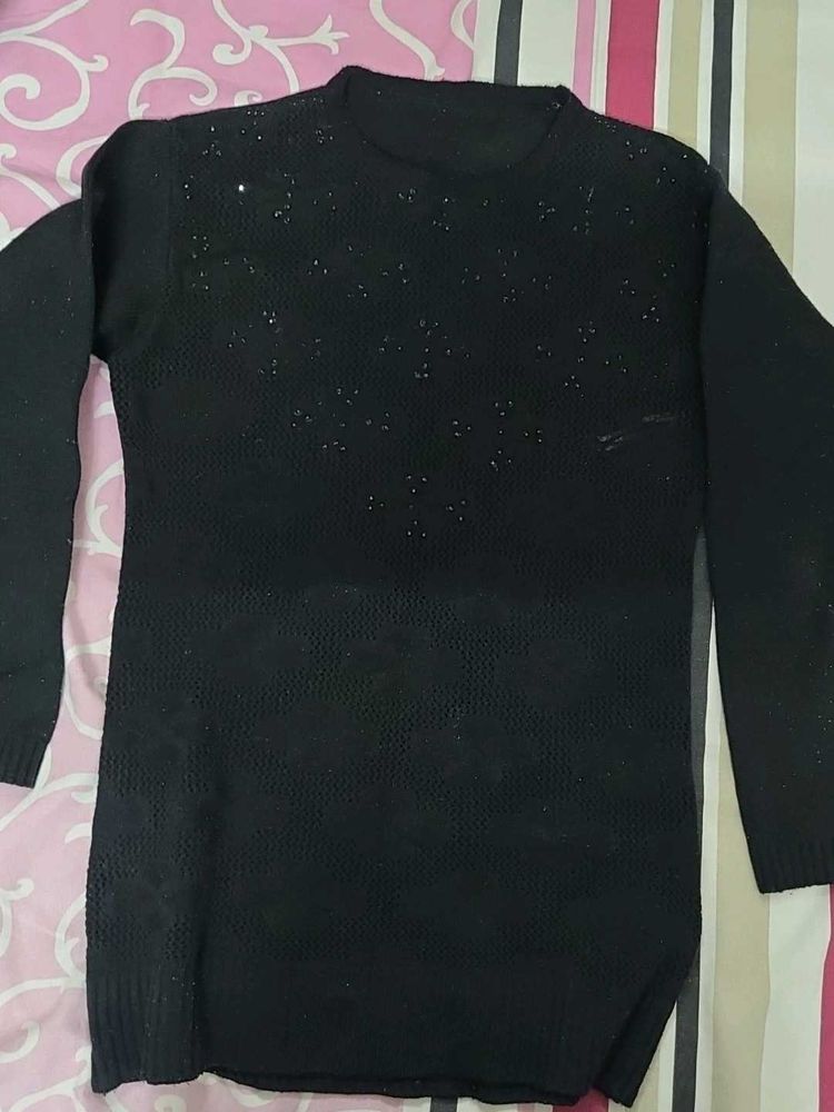 Black Embellished Knit Sweater