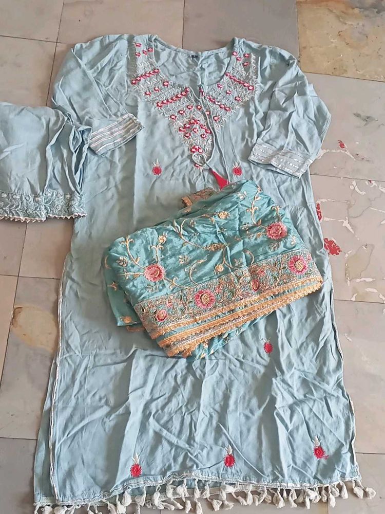Embroidered Kurta Set with Dupatta