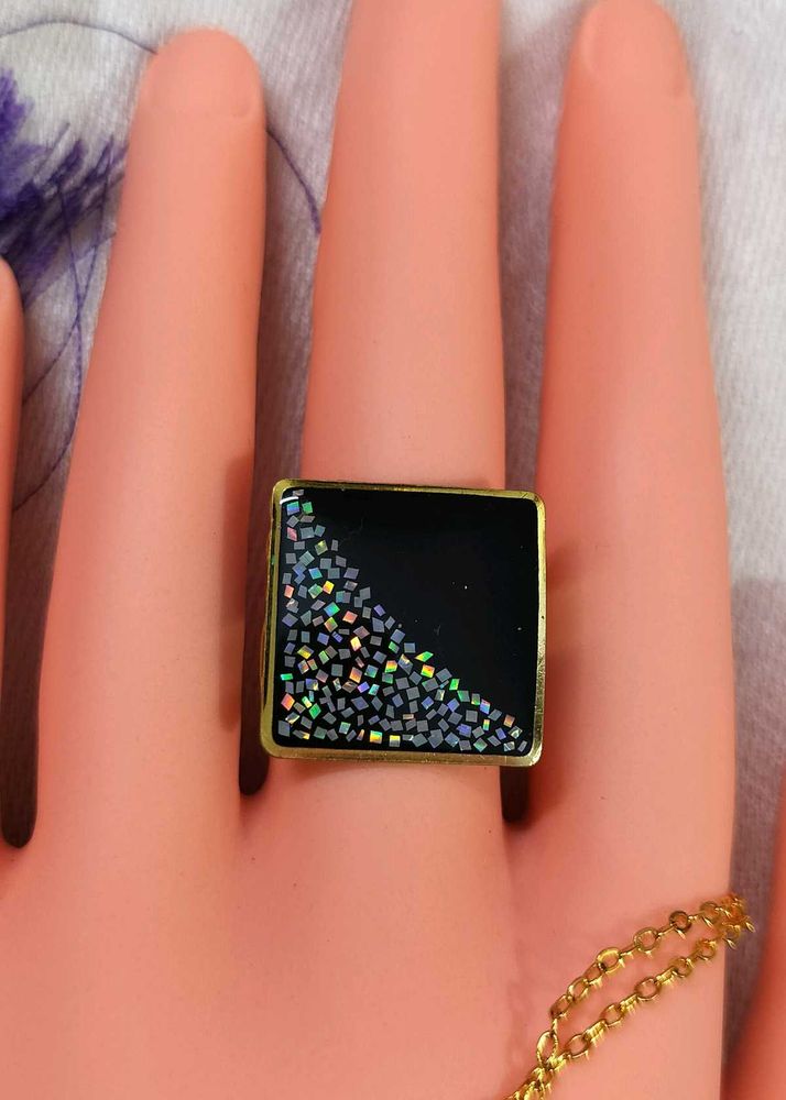 Unique Black Square Ring