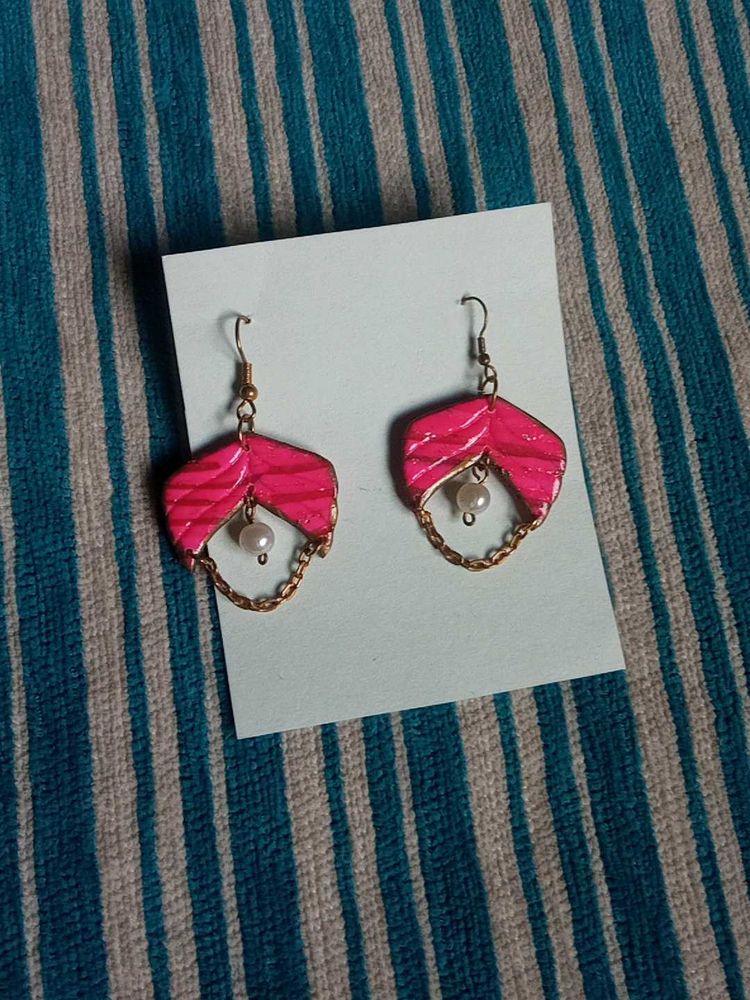 Pink Pearl Drop Earrings