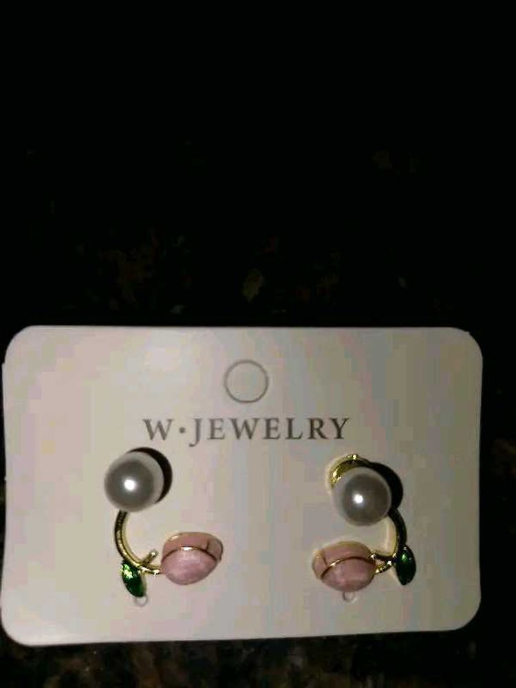 Korean Design Pink Rose Earrings