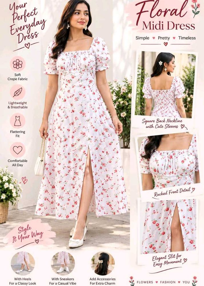 Floral Midi Dress - Cute &amp; Timeless
