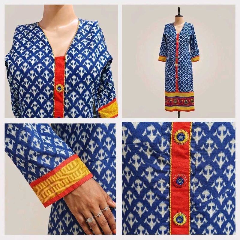 Blue Ikat Print Kurta