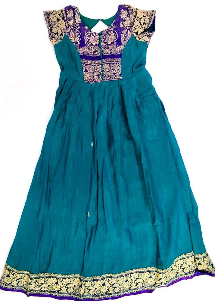 Traditional Cotton Silk Long Dress for Girl 4-7age