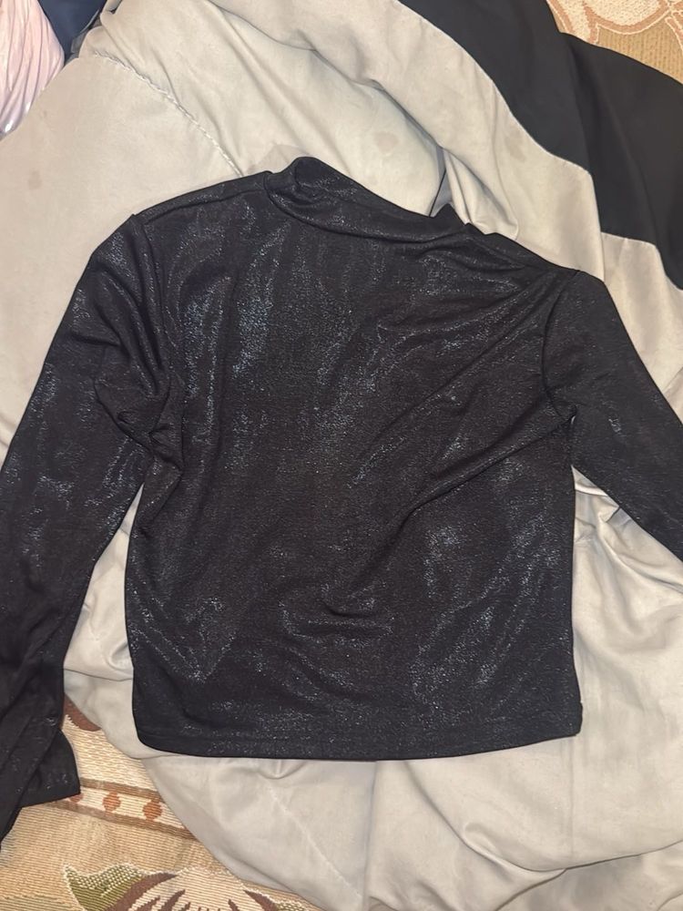 Sparkly Black Long Sleeve Top