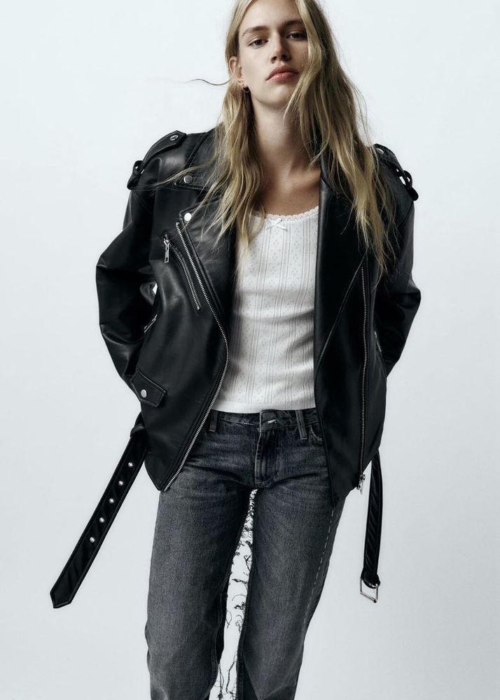 Zara Black Faux Leather Jacket