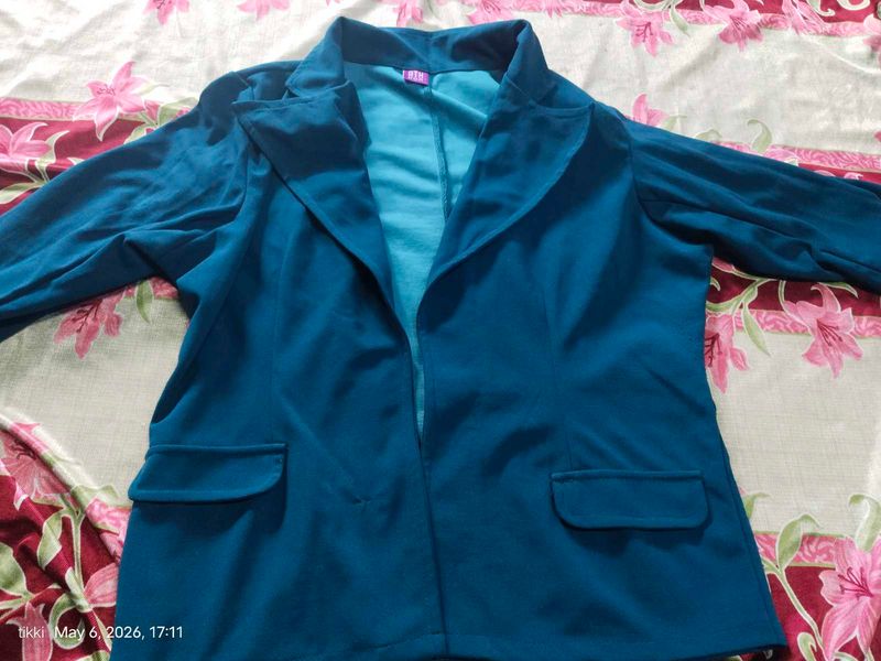 Teal Open Front Blazer