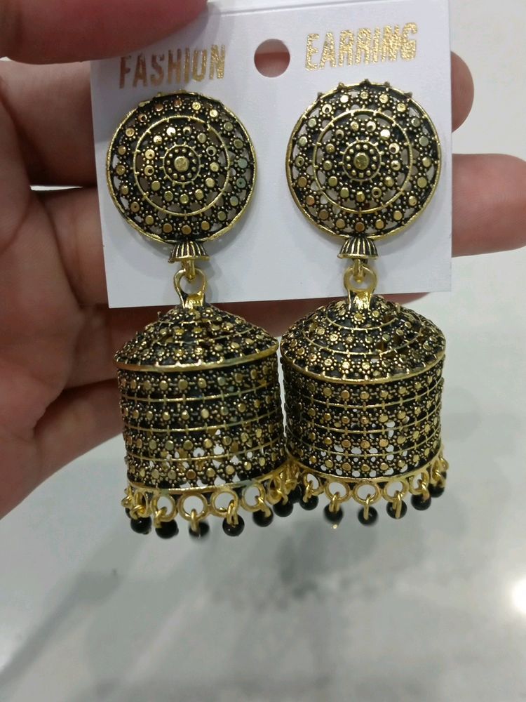 🥰Big size Golden polish jhumka Earring for women