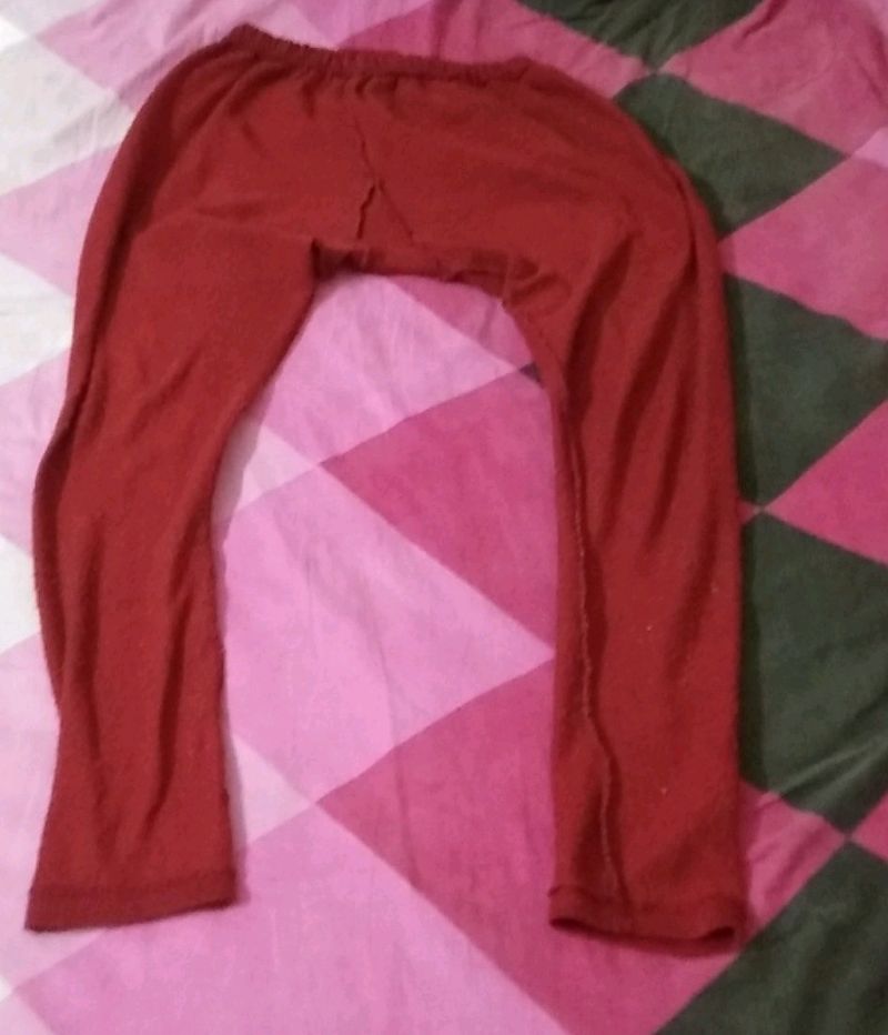 L-XL Wool Maroon Color Leggings Pants