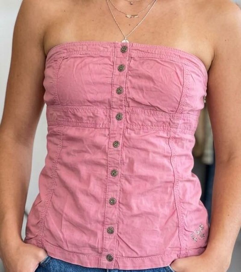 Cute Pink Button-Up Tank Top