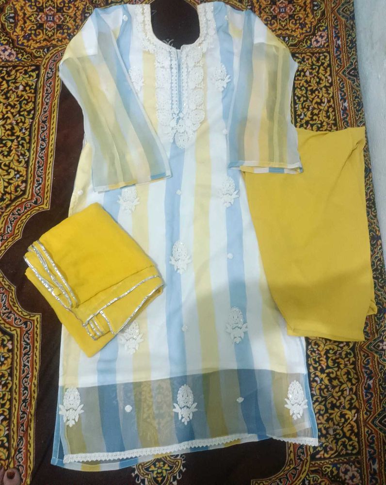 Striped Kurta Set with Dupatta