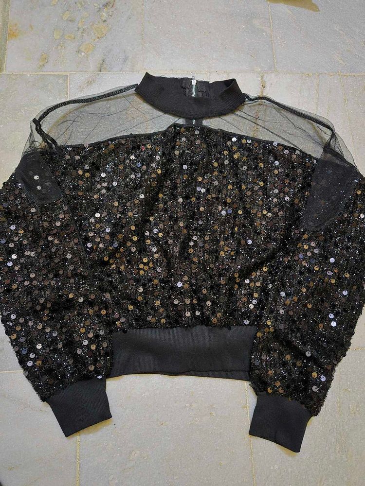 Sparkling Sequin Mesh Top