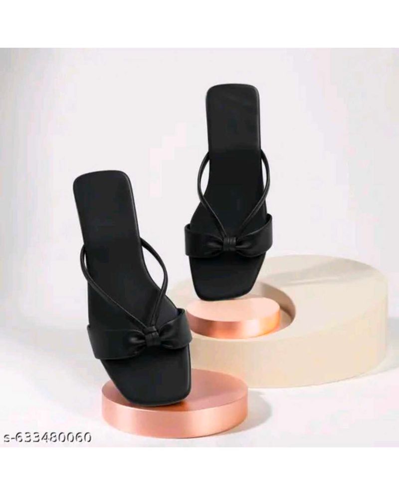 Stylish Black Bow Sandals