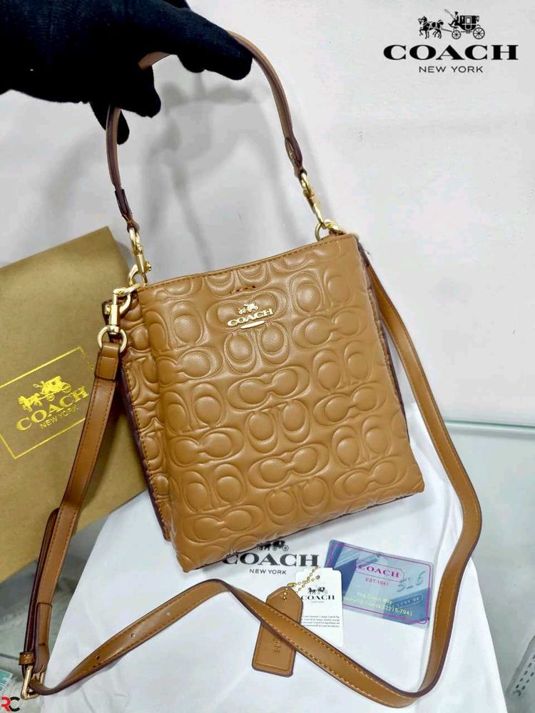 COACH*  *BUCKET EMBOSSED MONOGRAM SHOULDER BAG*