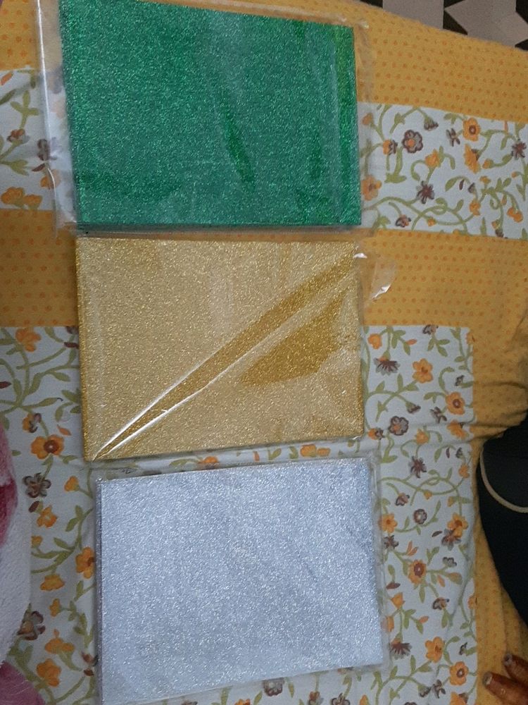 Glitter Sheets A4 Sheets Green,gold,silver Colour(6 Sheets Each)