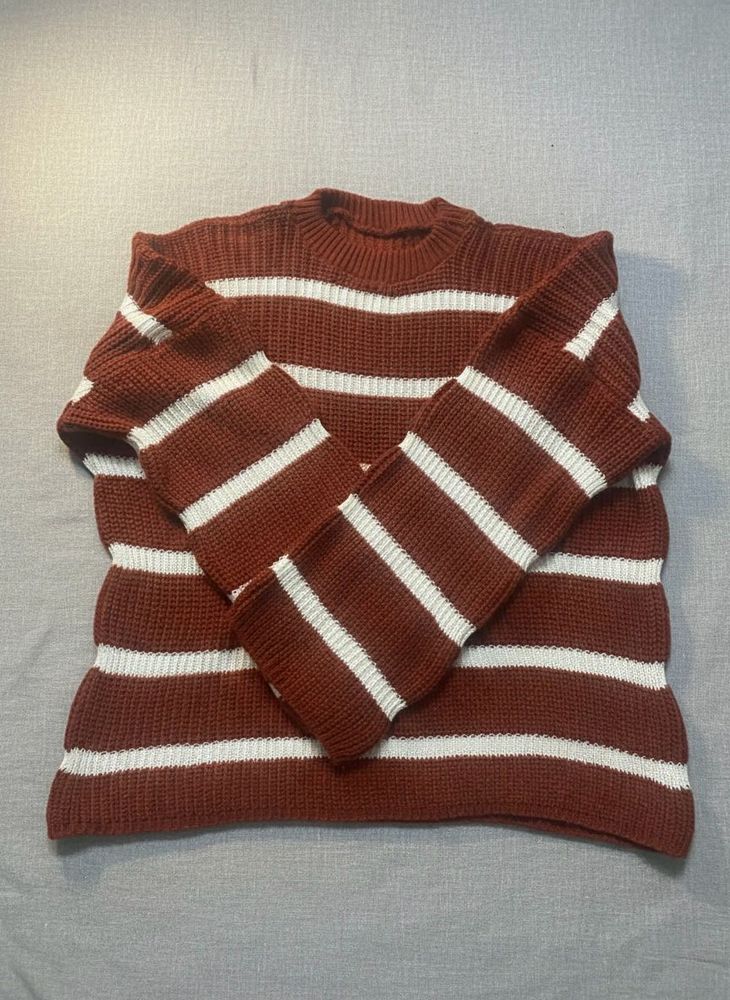 Striped Knit Pullover Sweater