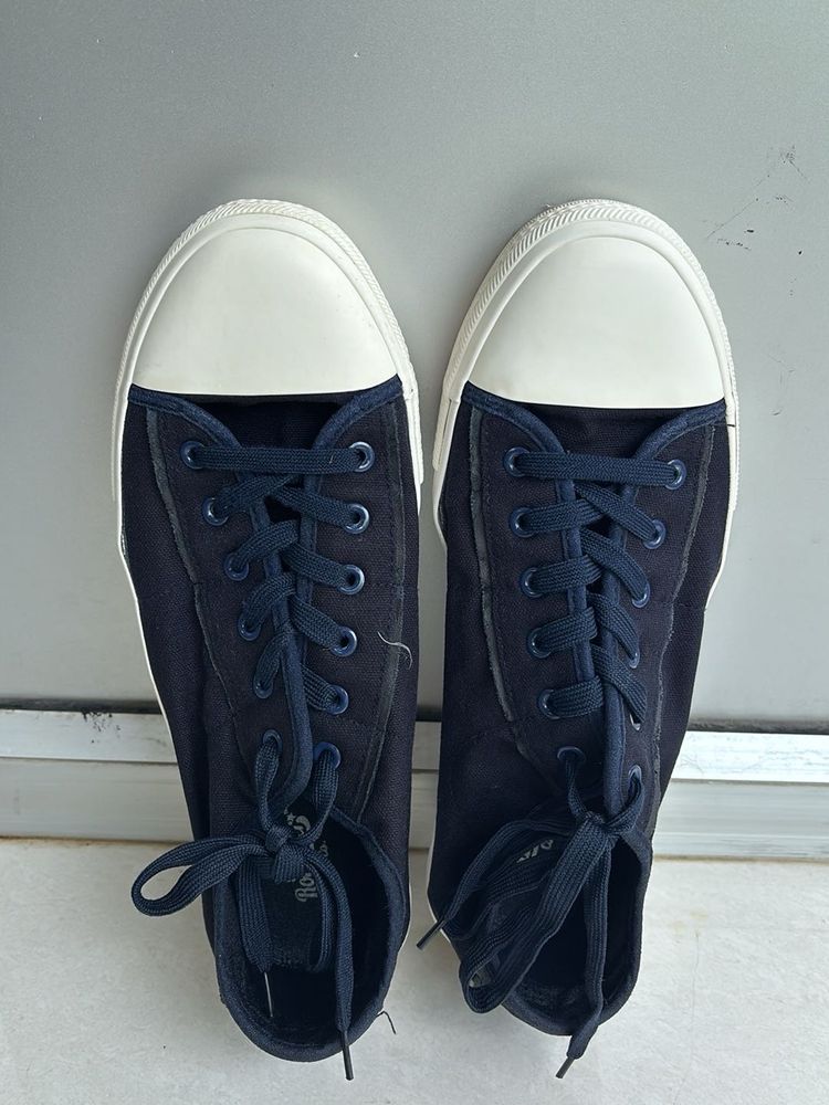 Navy Blue Canvas Sneakers