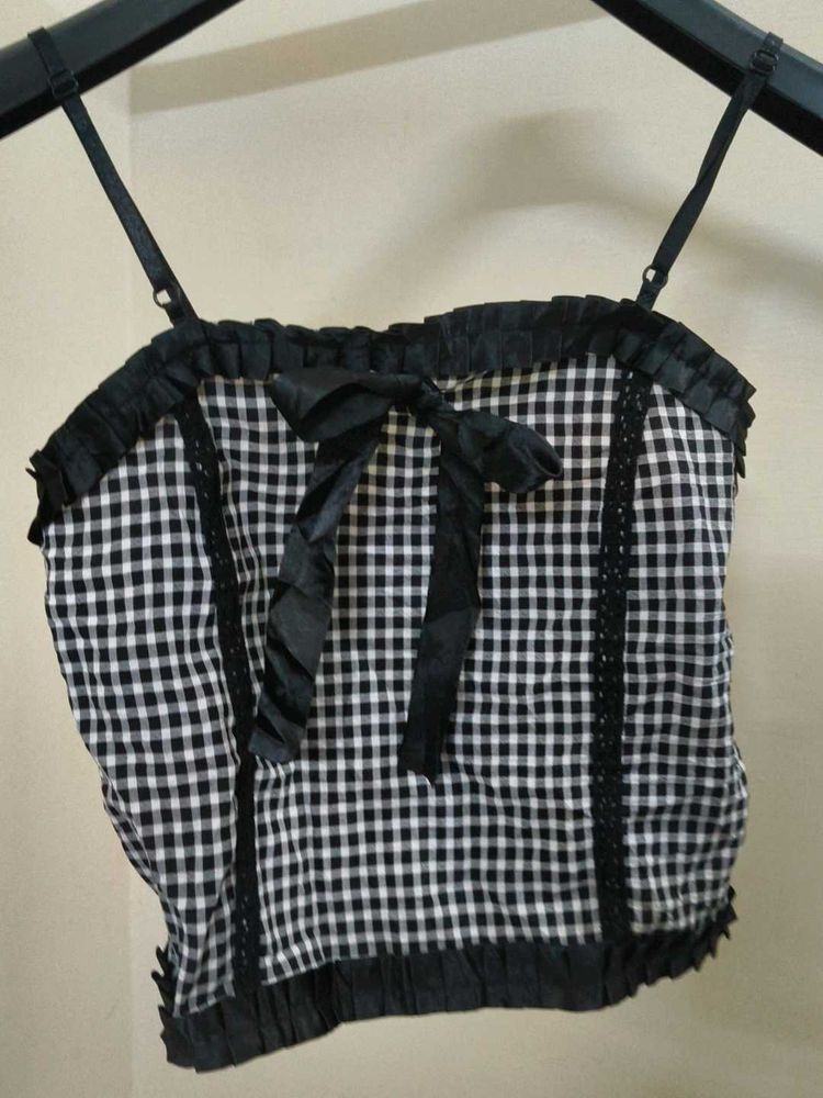 Gingham Smocked Crop Top