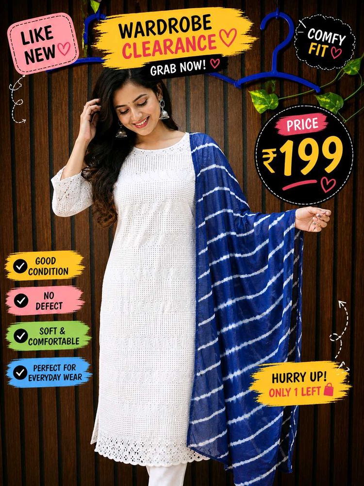White Chikankari only Kurta