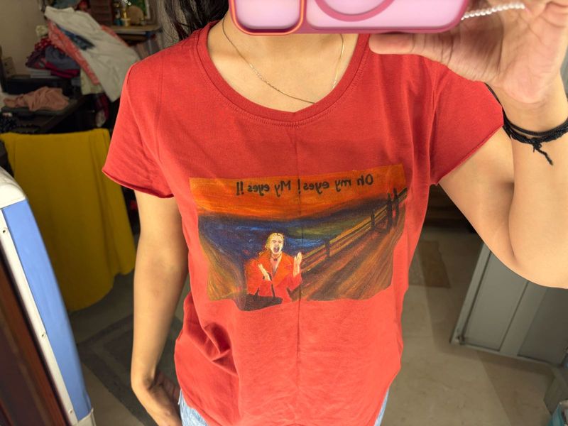 Red T-Shirt Graphic hand painted