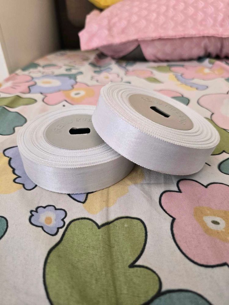 White Satin ribbon Pack of 2