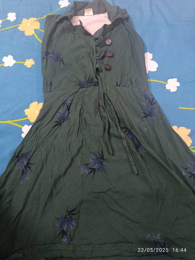 2-4 Age Girl Frock /dark Green
