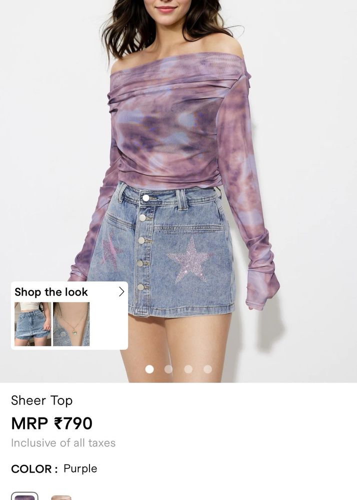 Stylish Tie-Dye Off-Shoulder Sheer Top