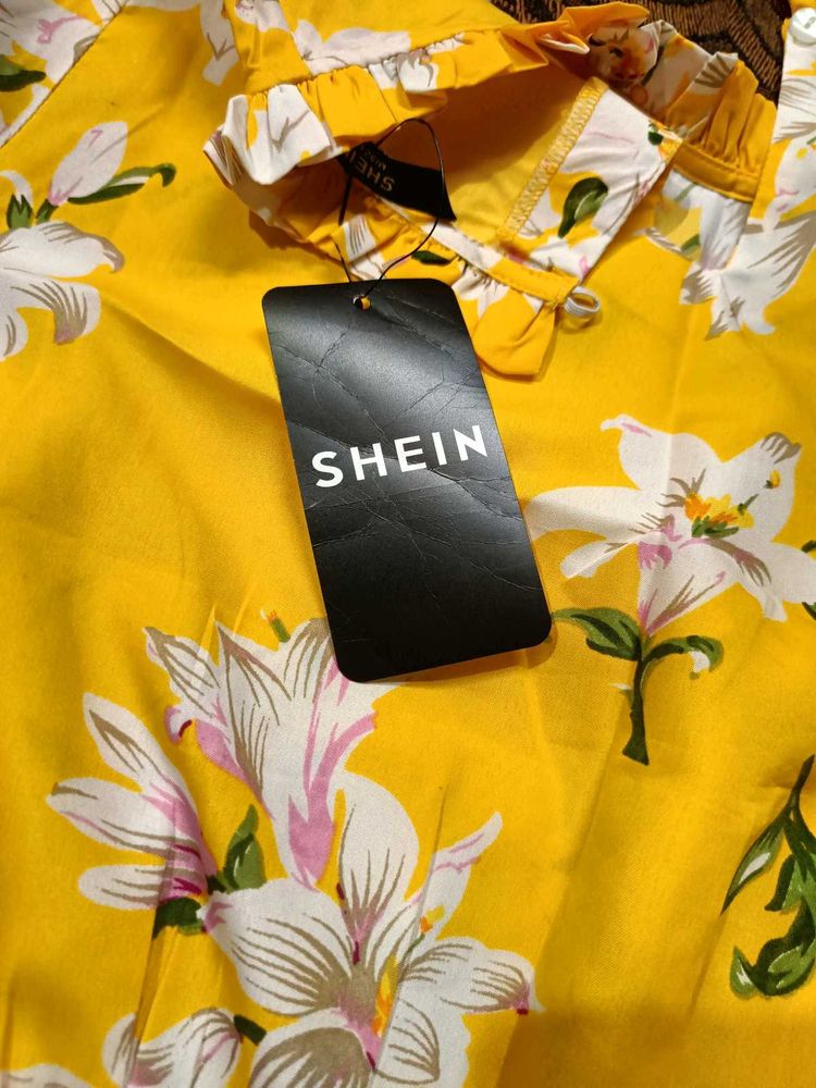 Shein Yellow Floral Mini Dress