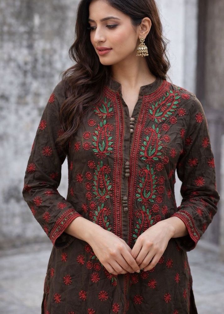 Embroidered Cotton Kurta