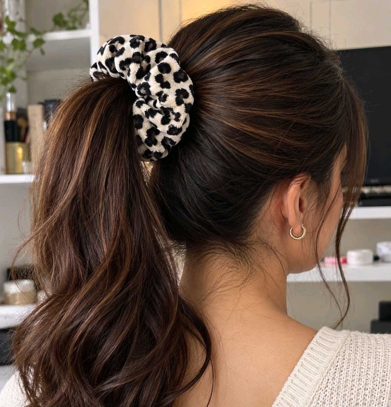 Leopard Print Velvet Scrunchie