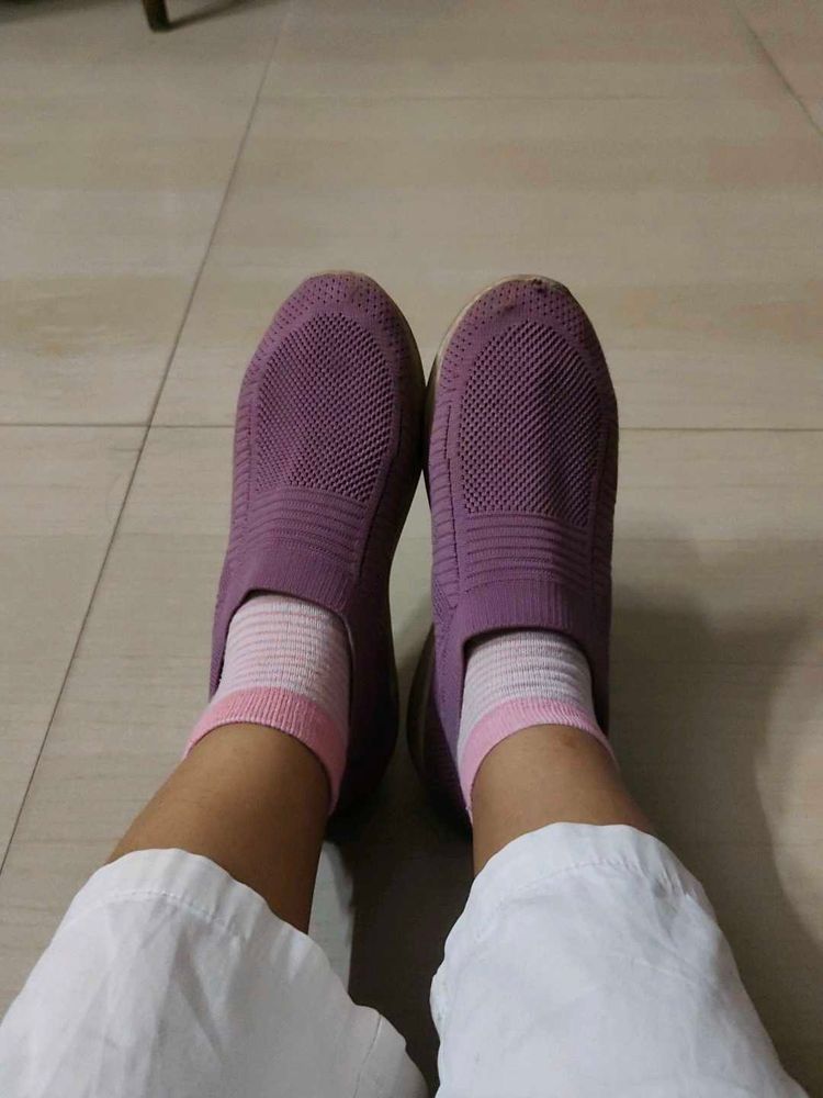 Lavender Knit Sneakers