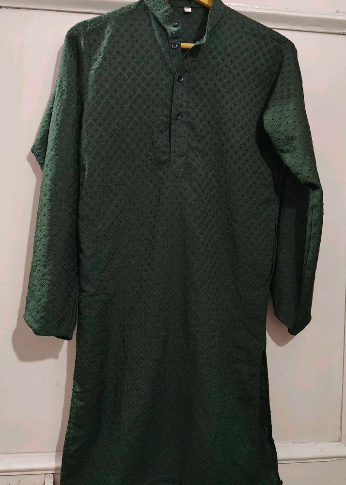 Green Textured Kurta