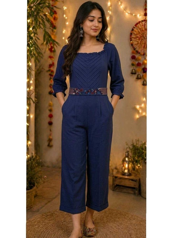 Elegant Navy Blue off shoulder jumpsuit