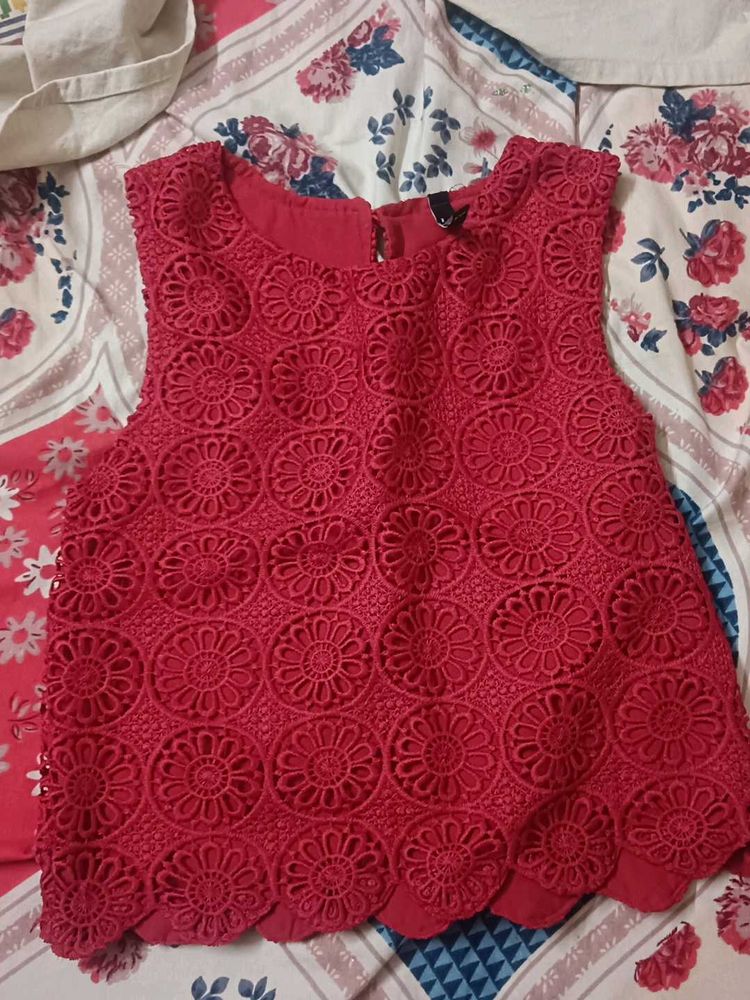 Chic Red Crochet Top