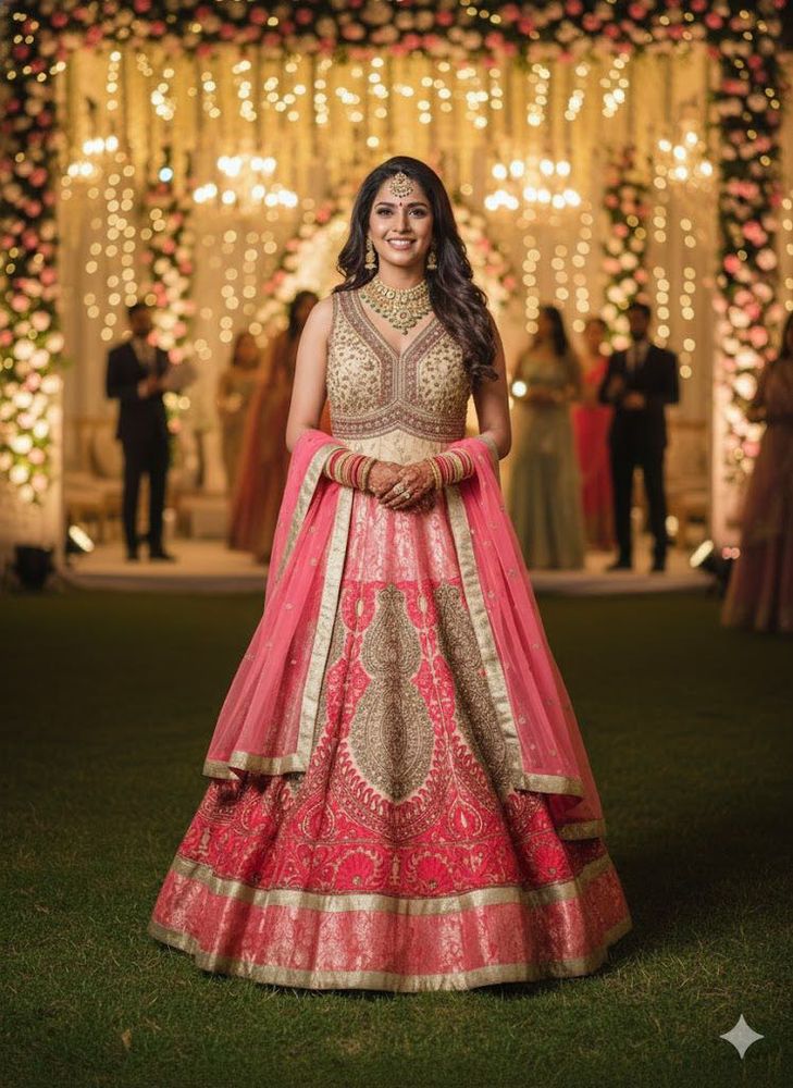 Pink &amp; Gold Lehenga Choli