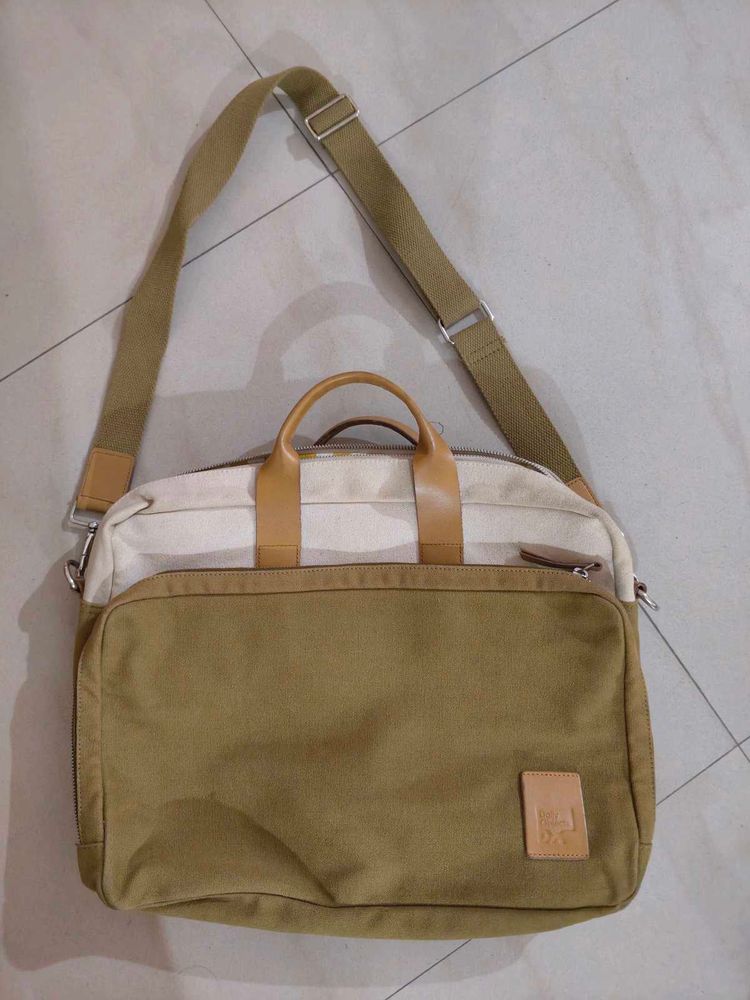 Stylish Canvas &amp; Leather Messenger Bag