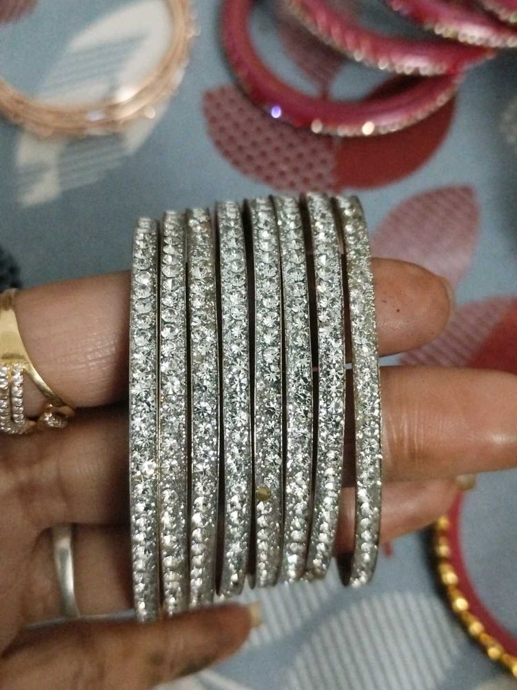 8 Silver Bangles