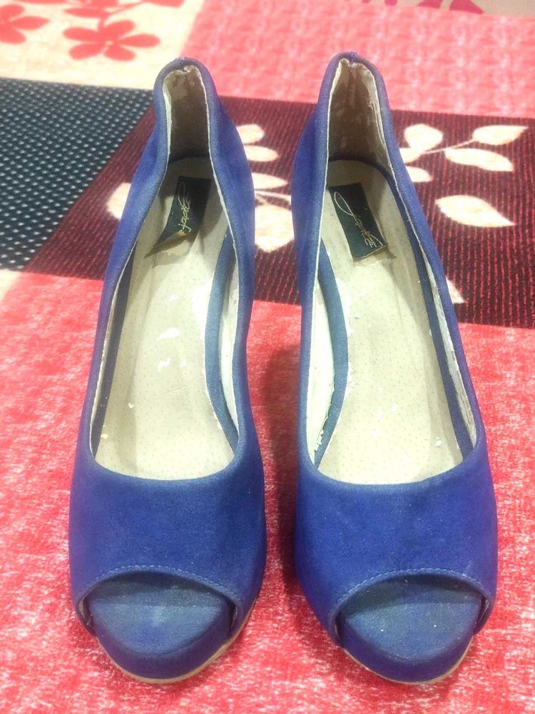 Blue Peep-Toe Heels