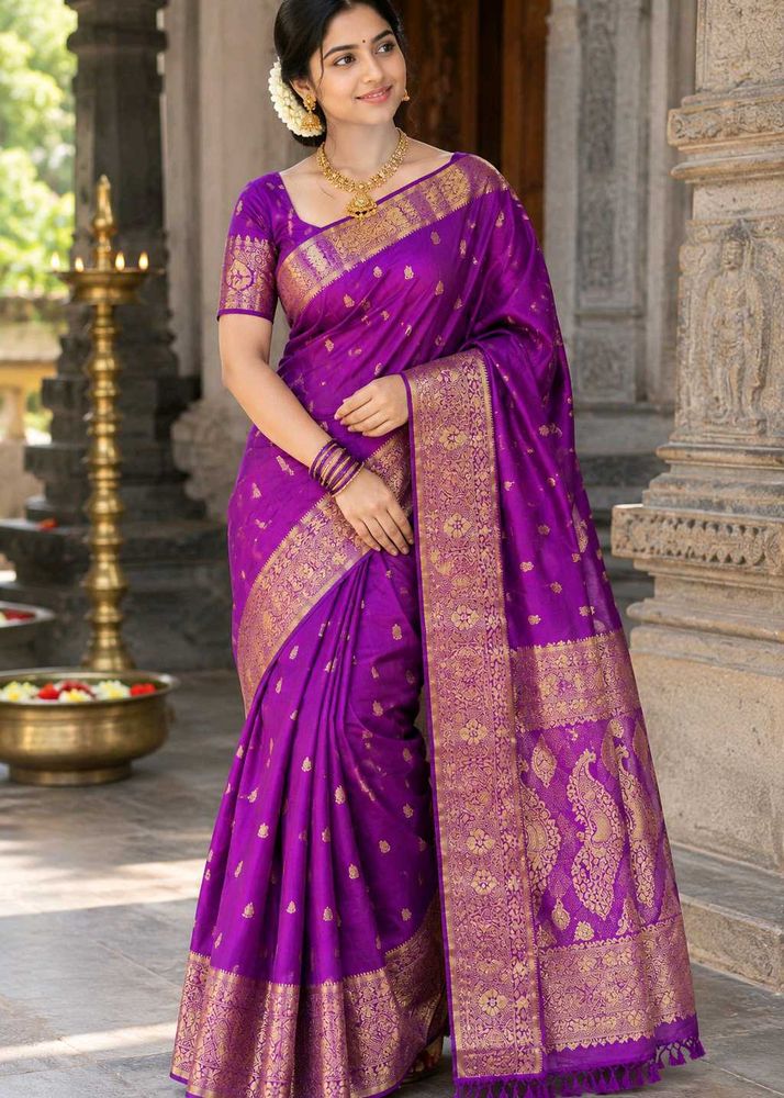 Elegant Purple Banarasi Silk Saree