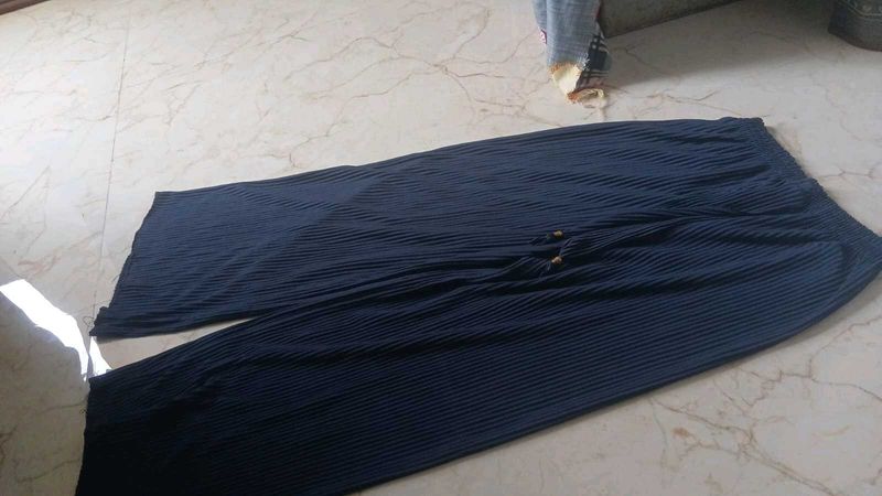 Blue Pleated Palazzo Pants
