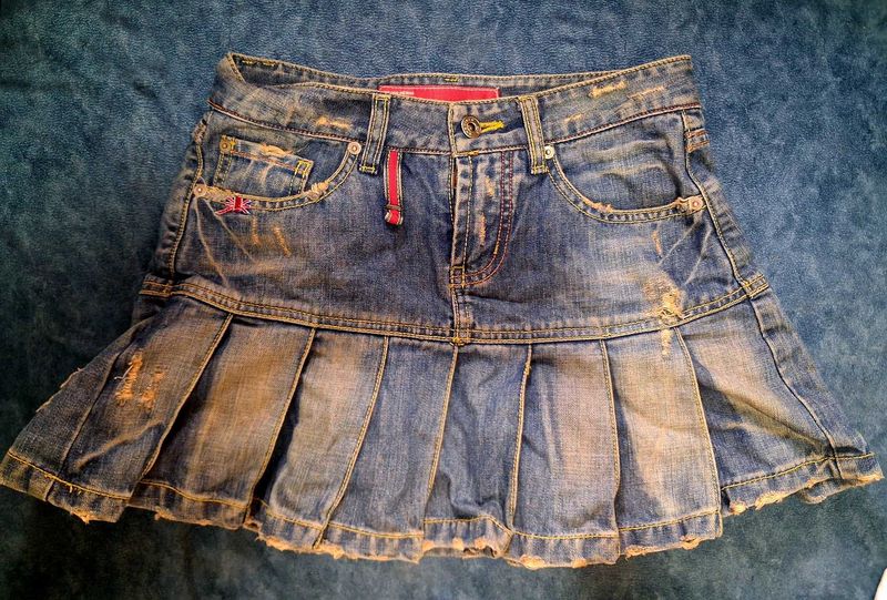 Y2K Denim Pleated Mini Skirt