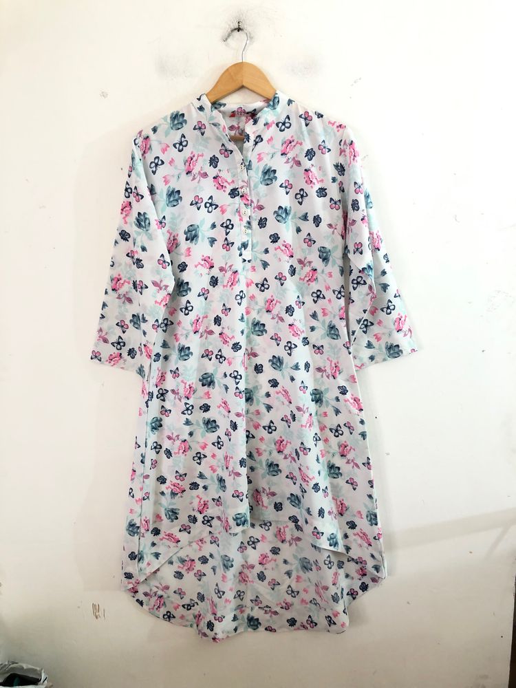 White Printed Kurta(Women’s)