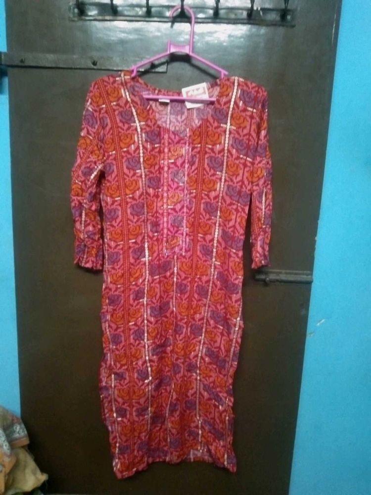 Pink Floral Print Kurta