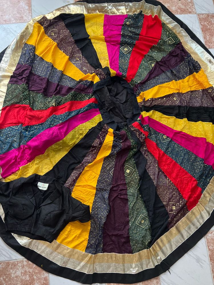 7 meter Navratri multicolour chnaiya with blouse