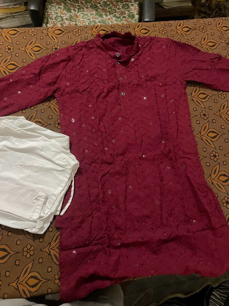 Men's chikankaari Kurta Set