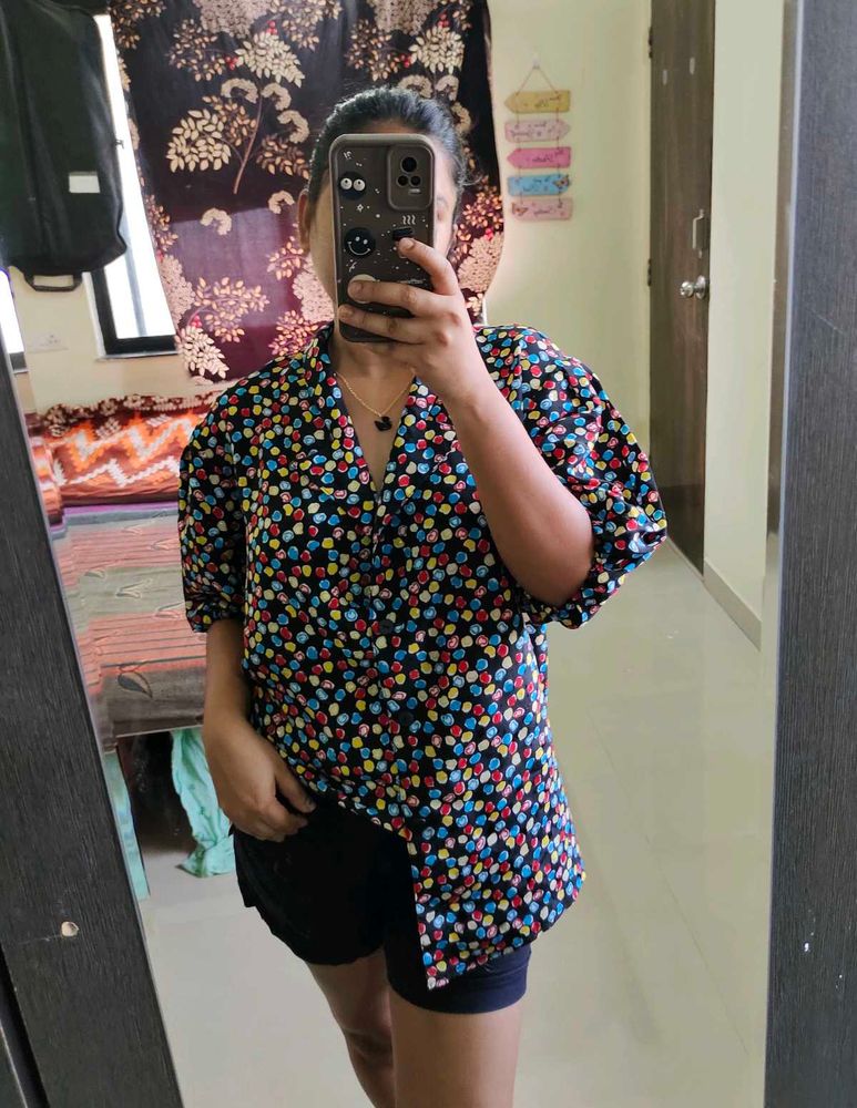 Women Printed Loose Fit Shirt.., Over Sized Shirt