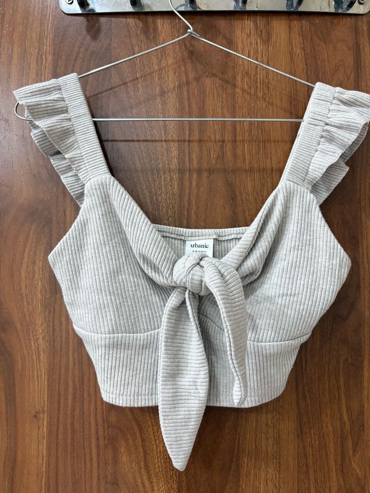 savana Ribbed Tie-Front Crop Top